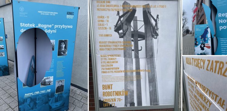 Zniszczonych zostało osiem tablic z dwóch wystaw przed budynkiem Instytutu przy al. Grunwaldzkiej w Gdańsku (Fot. IPN Gdańsk)