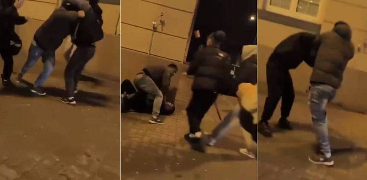 (fot. zrzut ekranu z filmu z bójki w Słupsku/facebook.com)