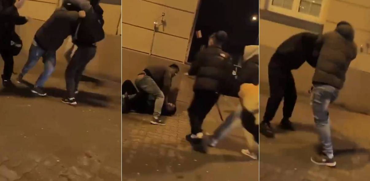 (fot. zrzut ekranu z filmu z bójki w Słupsku/facebook.com)