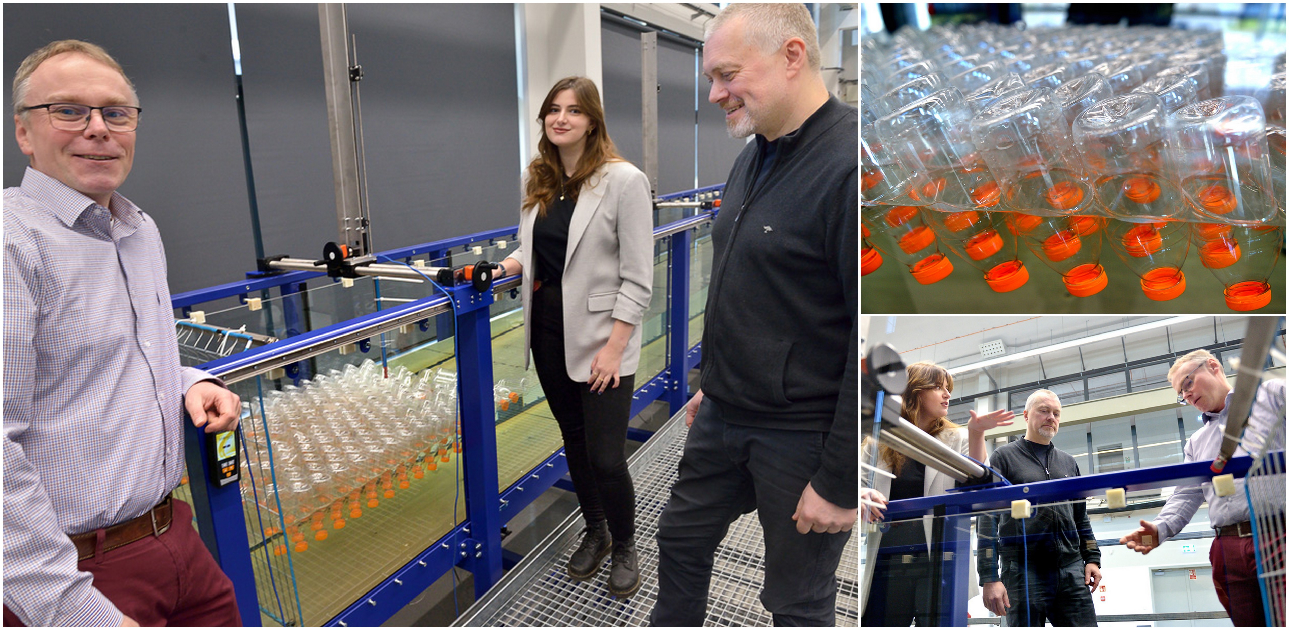 Na zdj. dr hab. inż. Tomasz Kolerski, prof. PG (z lewej), dr hab. inż. Dariusz Gąsiorowski, prof. PG i mgr inż. Zuzanna Cuban, doktorantka w Szkole Doktorskiej na PG (fot. Krzysztof Krzempek / Politechnika Gdańska)