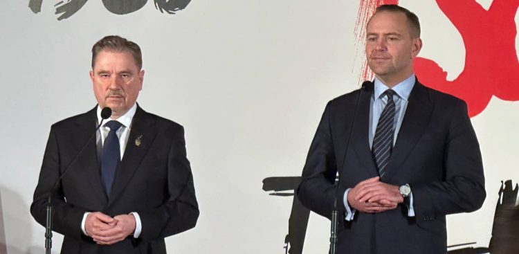 Piotr Duda i Karol Nawrocki w Gdańsku. 13.02.2025 r. (fot. Radio Gdańsk/Oskar Bąk)