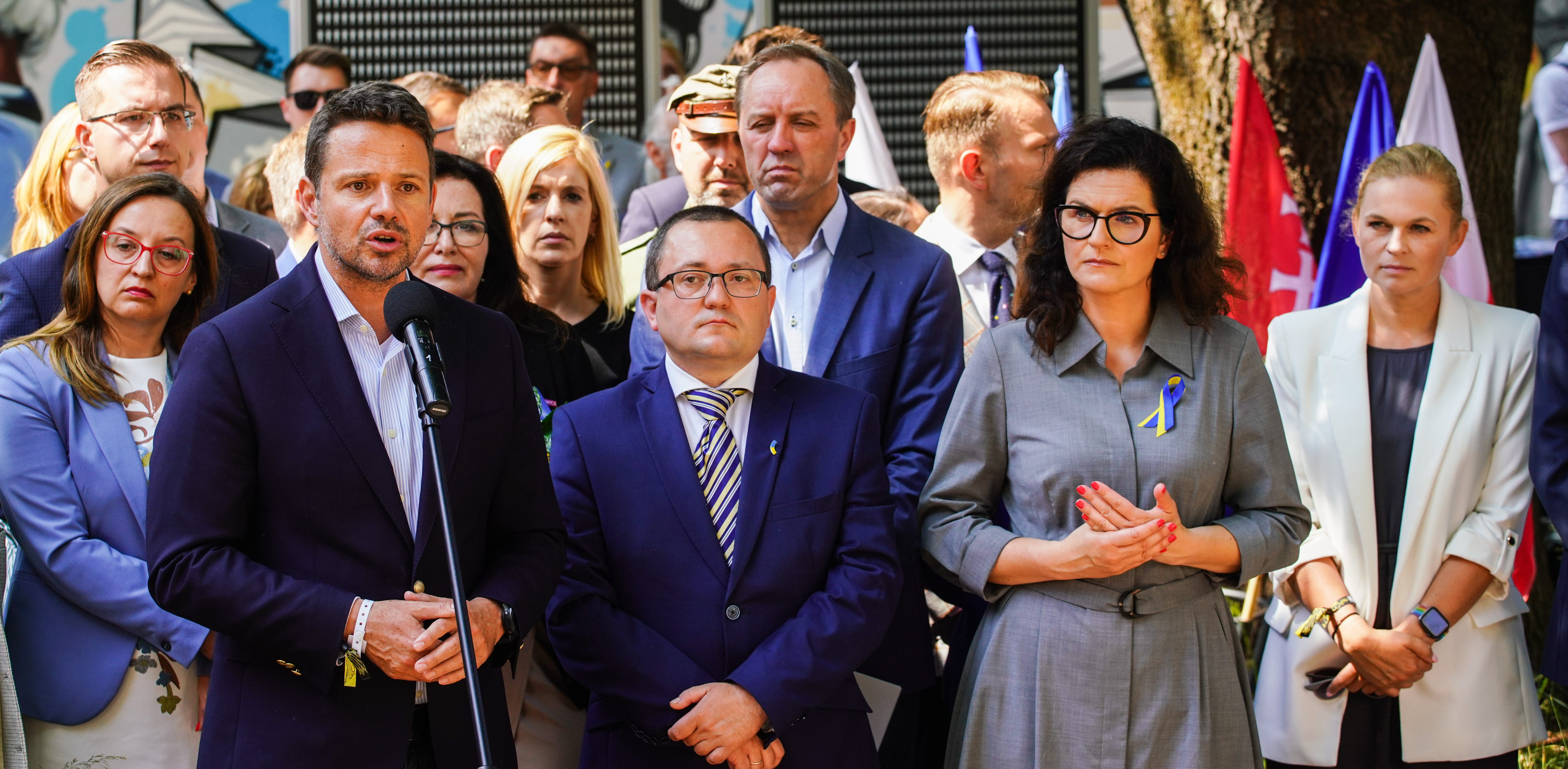 Nz. Rafał Trzaskowski, Ołeksander Plodostyi, Aleksandra Dulkiewicz, Barbara Nowacka, Mieczysław Struk (fot. Anna Rezulak / KFP)
