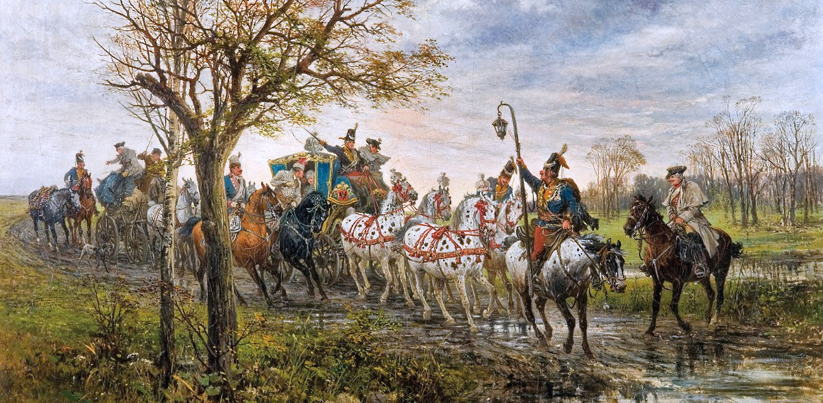 Dwór polskiego magnata w podróży w czasie panowania Augusta III (fot. Wikimedia Commons)