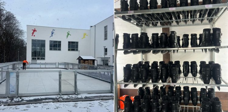 Lodowisko przy ul. Lotniczej w Baninie (fot. Facebook/Gmina Żukowo)