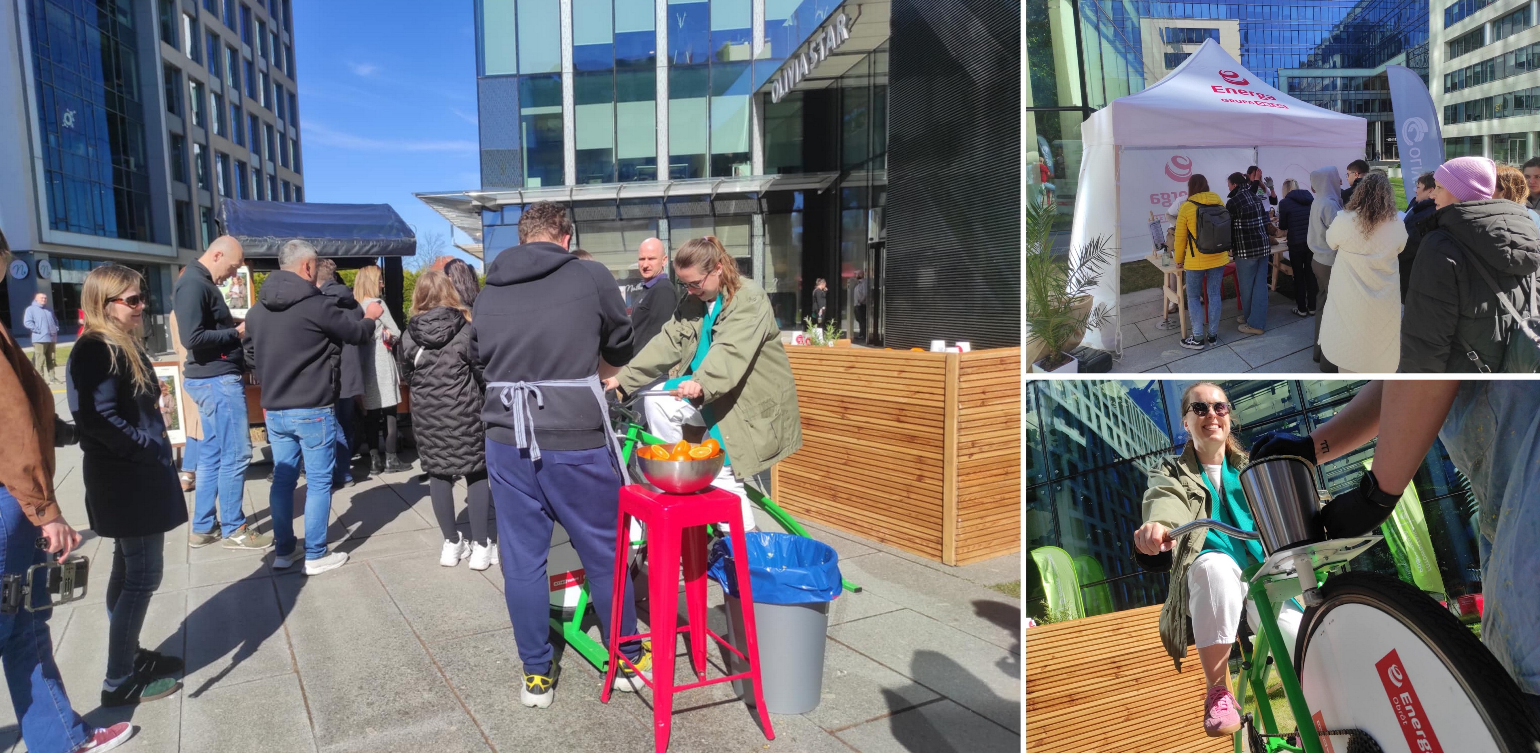 Jednym z największych hitów imprezy jest Juice Bike, czyli rower, na którym można własnoręcznie wykręcić sobie świeży sok (fot. Radio Gdańsk/Mateusz Czerwiński)