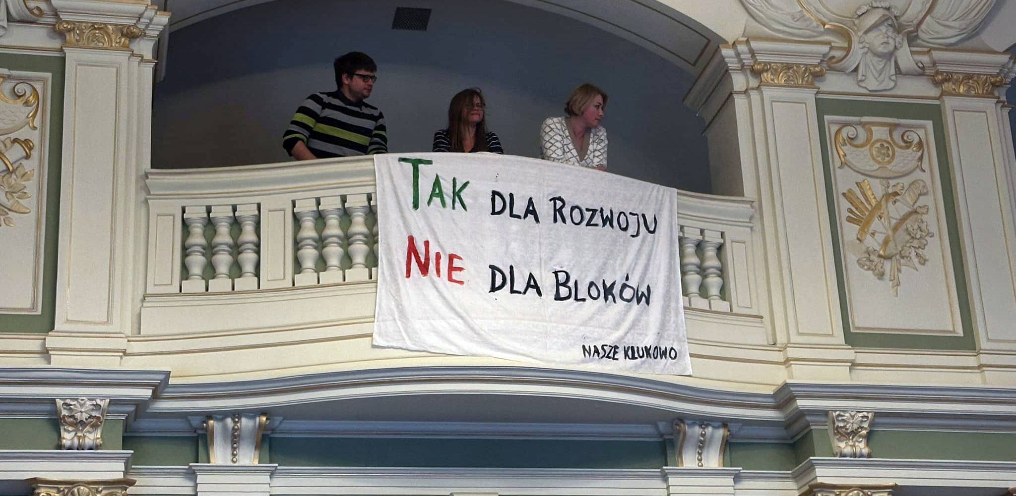 Protest mieszkańców Klukowa w czasie Rady Miasta Gdańska (fot. Radio Gdańsk/Oskar Bąk)