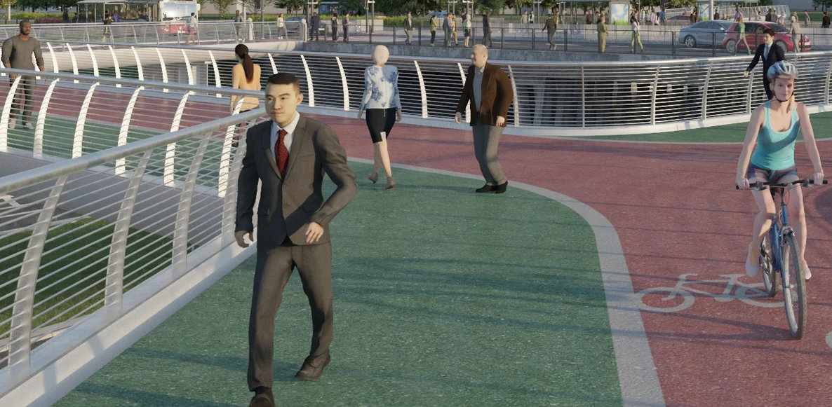 Wizualizacja zespołu kładek, które powstaną na Zaspie (graf. Dyrekcja Rozbudowy Miasta Gdańska)