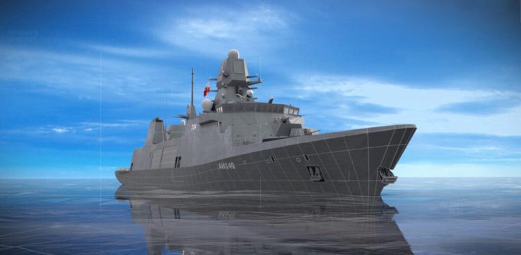 Wizualizacja fregaty programu Miecznik (fot. PGZ Stocznia Wojenna)