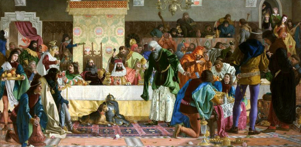 Obraz Bronisława Abramowicza "Uczta u Wierzynka" (fot. Wikimedia Commons)