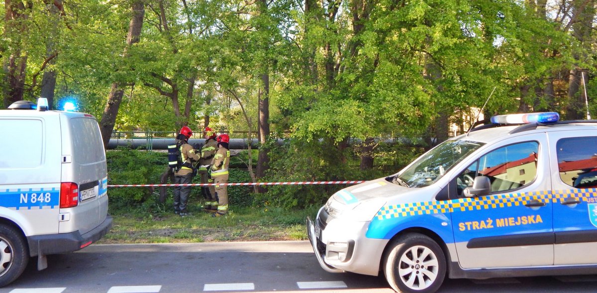 Na miejscu zdarzenia pracują m.in. policjanci i straż (fot. M. Jasłowski)
