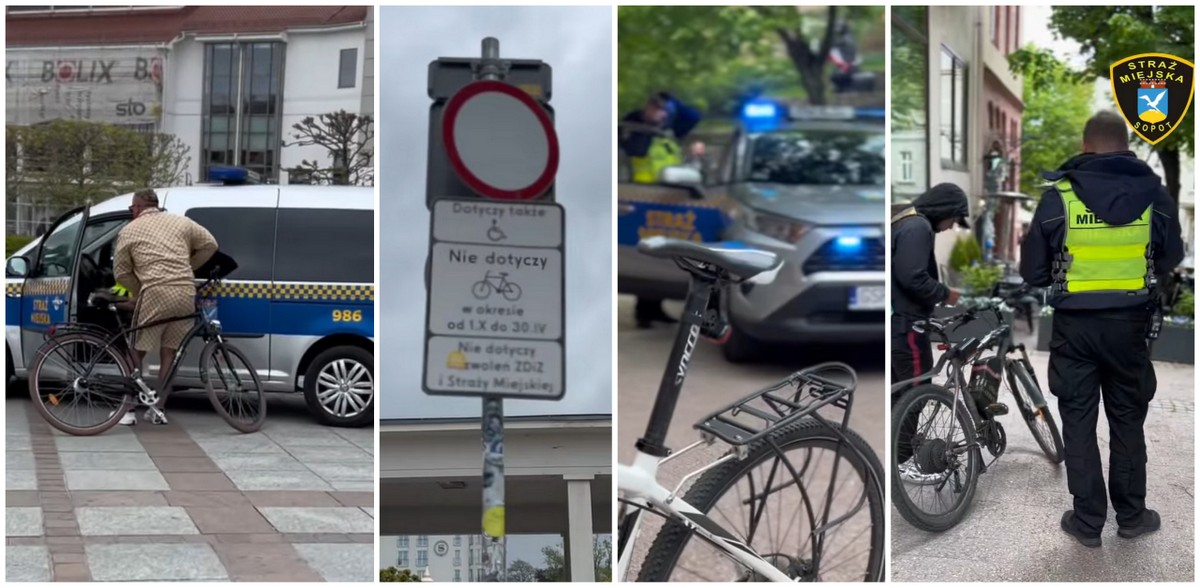 Strażnicy miejscy w Sopocie od maja przypominają o przepisach dotyczących rowerzystów i użytkowników hulajnóg elektrycznych (fot. Straż Miejska w Sopocie)