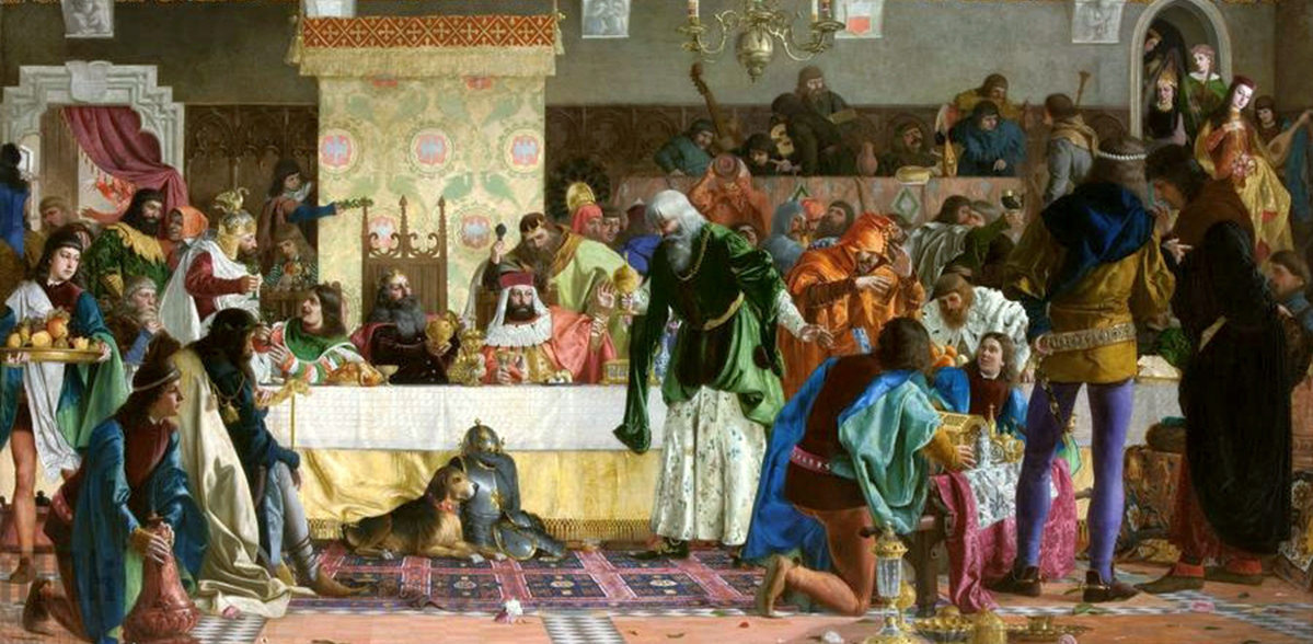 Obraz Bronisława Abramowicza "Uczta u Wierzynka" (fot. Wikimedia Commons)