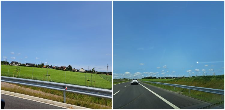 Ekranów nie ma, a jak widać - zabudowania są bardzo blisko drogi (fot. Radio Gdańsk/Sebastian Kwiatkowski)