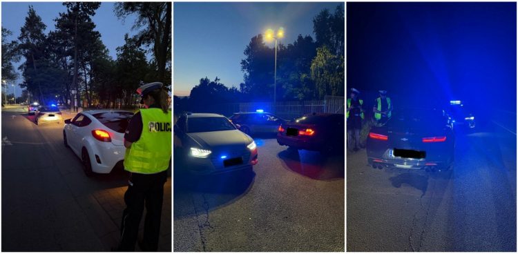Policja znów zorganizowała nocną akcję wymierzoną w nielegalne wyścigi stuningowanych aut (fot. Pomorska Policja)