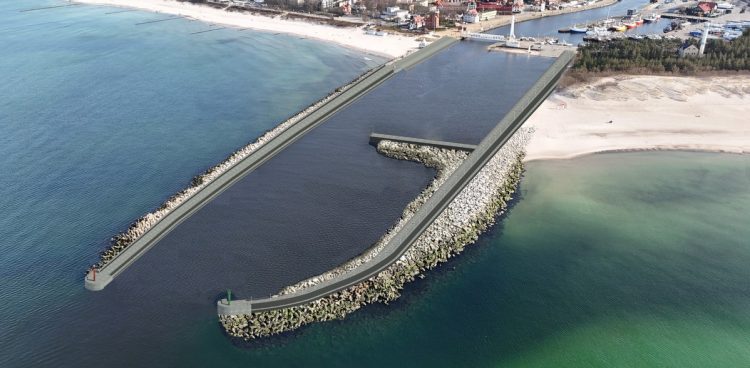 Wizualizacja falochronów w Ustce po modernizacji (fot. Urząd Morski w Gdyni)