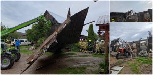 Zerwany dach w miejscowości Lendy (fot. KP PSP Chojnice)