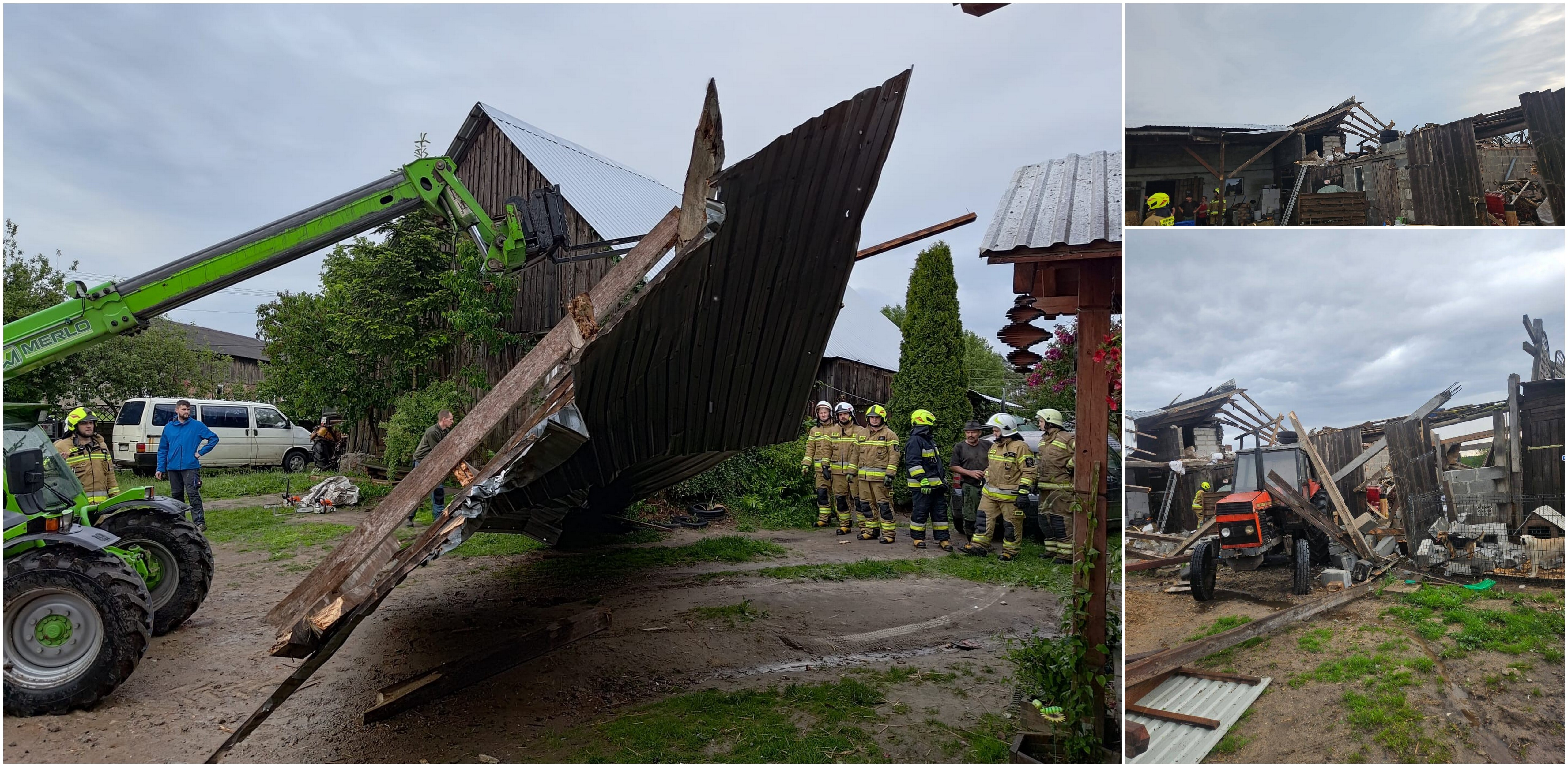 Zerwany dach w miejscowości Lendy (fot. KP PSP Chojnice)