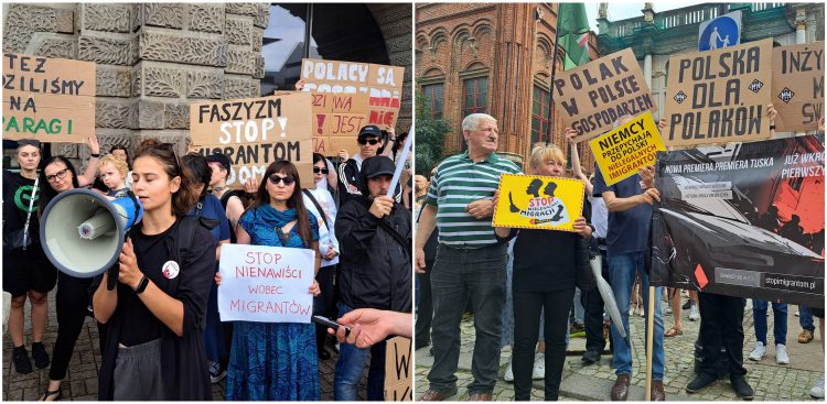 Gdańskie manifestacje zwolenników i przeciwników migracji (fot. Radio Gdańsk/Sebastian Kwiatkowski)