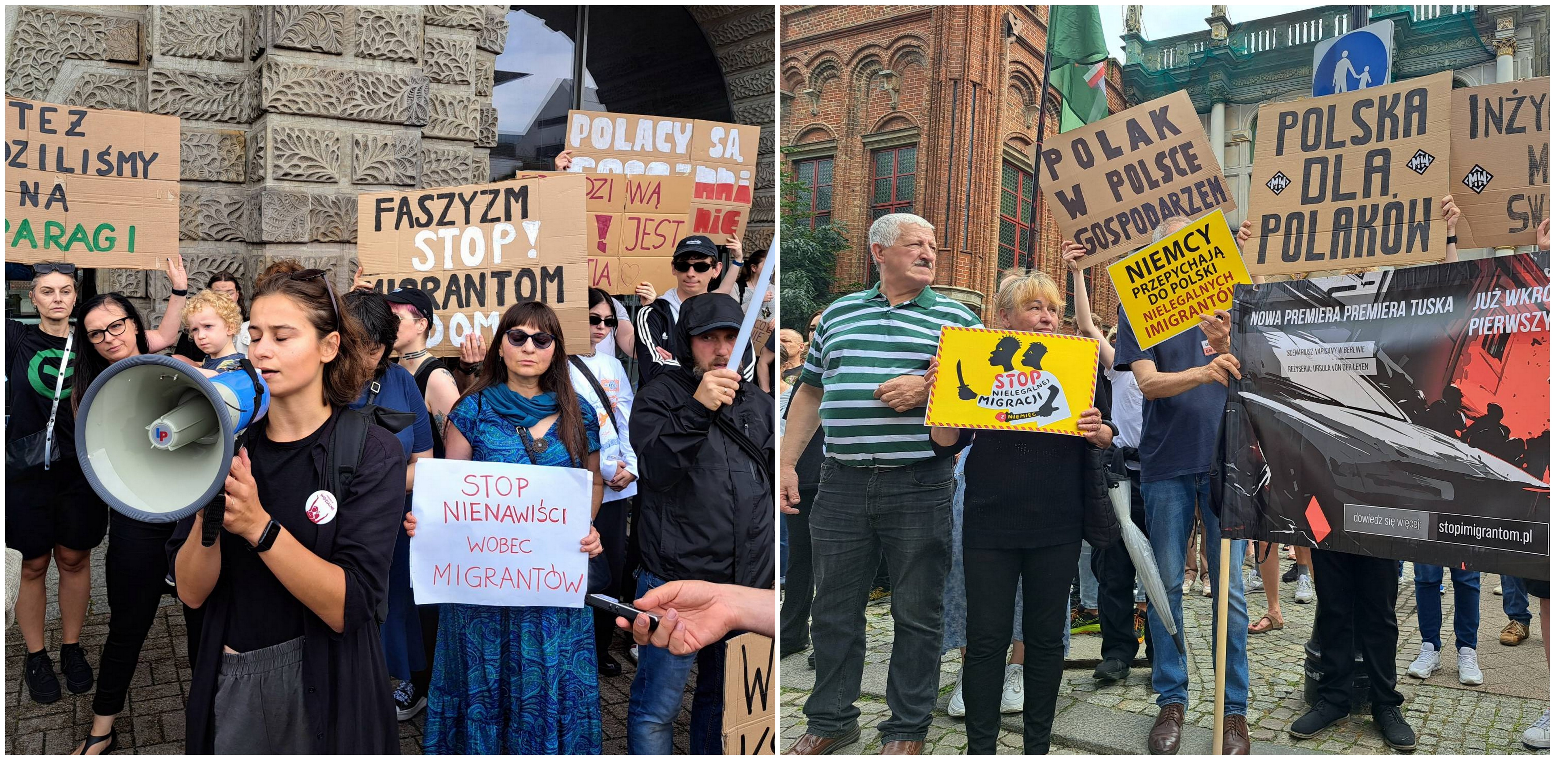 Gdańskie manifestacje zwolenników i przeciwników migracji (fot. Radio Gdańsk/Sebastian Kwiatkowski)