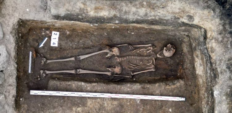 Szkielet rycerza znaleziony w Gdańsku, 10.07.2025 r. (fot. ArcheoScan)