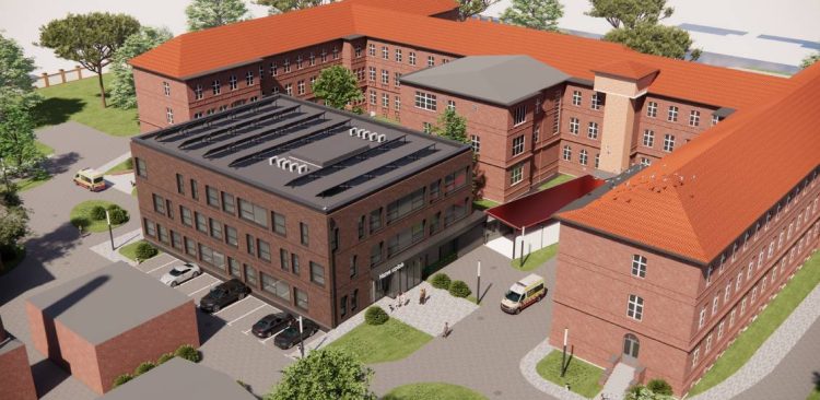 Wizualizacja projektu budynku oddziału psychiatrii środowiskowej Szpitala Miejskiego w Elblągu (fot. Szpital Miejski w Elblągu)