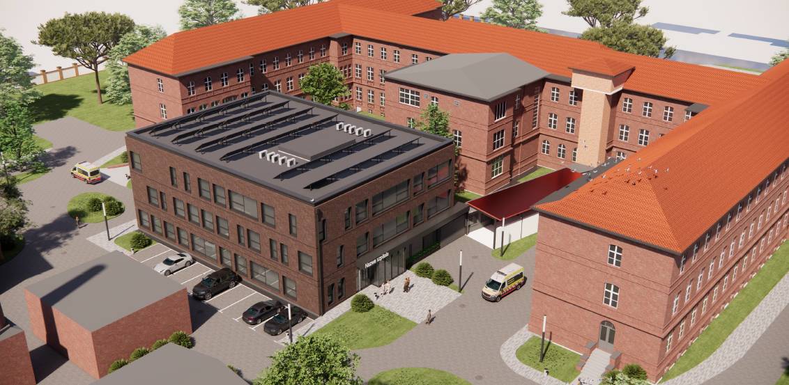 Wizualizacja projektu budynku oddziału psychiatrii środowiskowej Szpitala Miejskiego w Elblągu (fot. Szpital Miejski w Elblągu)