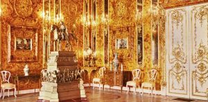 Oryginalna Bursztynowa Komnata w 1917 roku (fot. domena publiczna/ Andriej Andriejewicz Zeest)