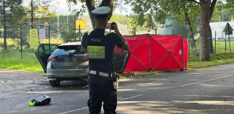 Śmiertelny wypadek z udziałem rowerzysty w Słupsku, 31.08.2025 r. (fot. Radio Gdańsk/Łukasz Kosik)