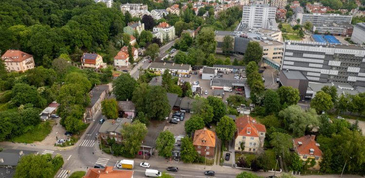 Planowany przebieg linii tramwajowej Gdańsk Południe-Wrzeszcz. Akademiki Politechniki Gdańskiej w okolicy ul. Traugutta i Do Studzienki (fot. Paweł Marcinko / KFP)