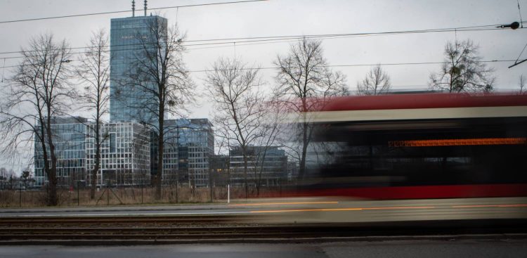 Gdańsk-Oliwa, ul. Wita Stwosza. Nz. Olivia Bussines Center. 24.01.2022 r. (fot. Anna Rezulak/KFP)