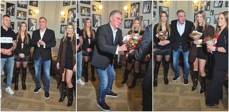 Agata Kaczmarska, Julia Szeremeta i Aneta Rygielska na kolacji u Dariusza "Tygrysa" Michalczewskiego (fot. Radio Gdańsk/Włodzimierz Machnikowski)