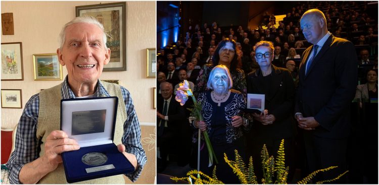 Pan Jan i pani Helena z pamiątkowymi medalami (fot. Radio Gdańsk/Tymon Nieśmiałek / Jacek Klejment)
