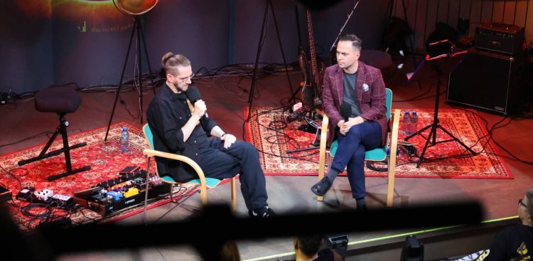 Spotkanie z Mariuszem Dudą (Lunatic Soul) prowadzone przez Kamila Wicika w Radiu Gdańsk (fot. Radio Gdańsk/Piotr Puchalski)