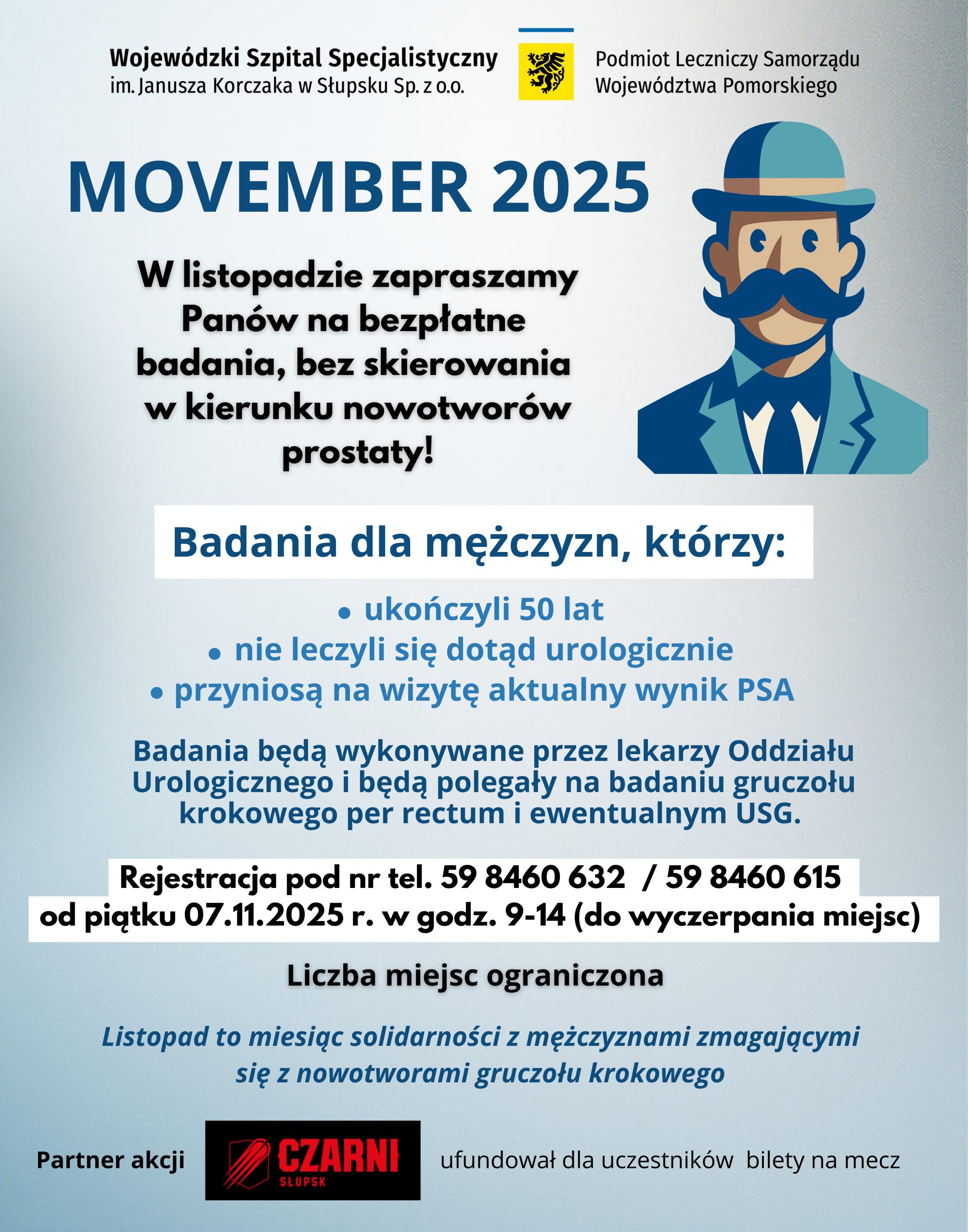 Plakat akcji darmowych badań urologicznych w Słupsku