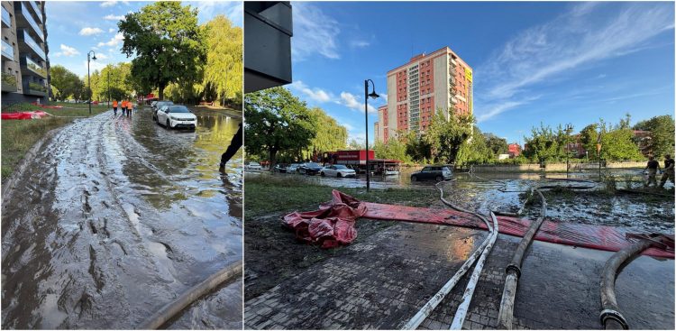 Elbląg, usuwanie skutków lipcowych ulew, zdjęcie archiwalne (fot. KM PSP Elbląg)