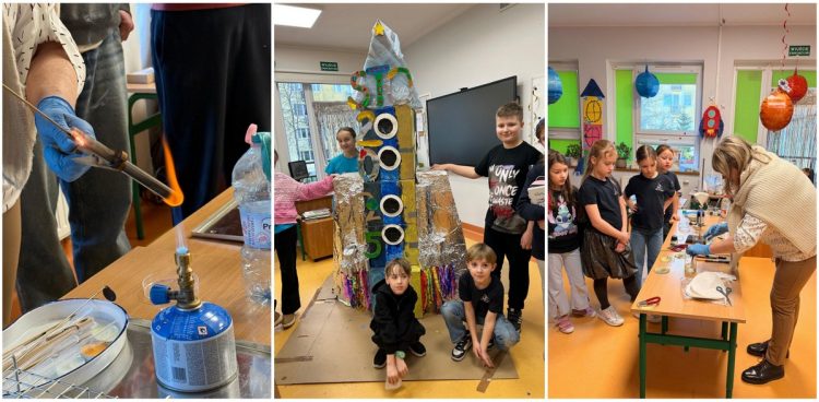 Nauka poza ławką, zajęcia z astronomii i doświadczenia chemiczne w Zespole Szkół Społecznego Towarzystwa Oświatowego (fot. Radio Gdańsk/Łukasz Kosik)