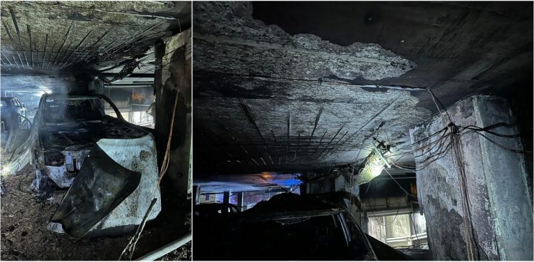 Pożar piętrowego parkingu w Gdyni (fot. Facebook/Komenda Miejska PSP w Gdyni)