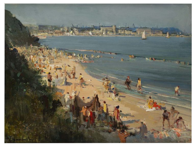 Gdyńska plaża, 1965, olej/płyta, 50 x 70 cm, wł. prywatna (fot. Muzeum Miasta Gdyni)