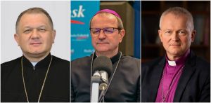 Bp Arkadiusz Trochanowski, abp Tadeusz Wojda, bp Marcin Hintz (fot. KEP / bik.luteranie.pl / Radio Gdańsk)