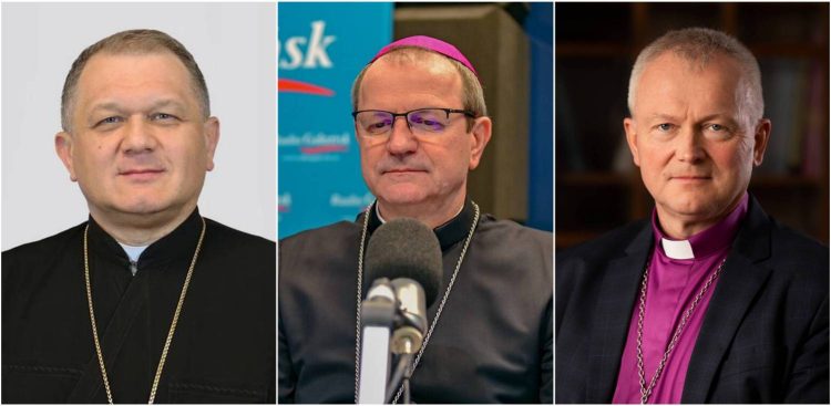 Bp Arkadiusz Trochanowski, abp Tadeusz Wojda, bp Marcin Hintz (fot. KEP / bik.luteranie.pl / Radio Gdańsk)