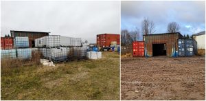 Składowisko przed i po uprzątnięciu (fot. Wydział Gospodarki Komunalnej)