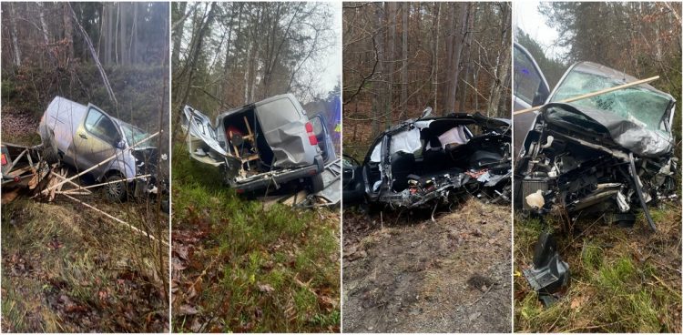 Wypadek samochodu osobowego i busa w Kąpinie (fot. PSP Wejherowo)