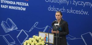 Minister Edukacji Barbara Nowacka podczas uroczystości wręczenia stypendiów Prezesa Rady Ministrów oraz stypendiów Ministra Edukacji. Białystok, 12.01.2026 r. (PAP/Michał Zieliński)