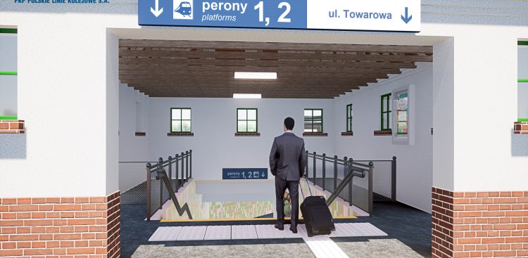 Wizualizacja wejścia do przejścia podziemnego (Graf. PKP PLK)