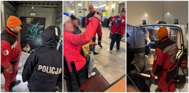 Policja i ratownicy PCK pomagają osobom w kryzysie bezdomności (fot. Policja w Gdyni)