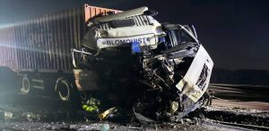 Karambol na Obwodnicy Trójmiasta, 01.01.2026 r. (fot. OSP Łęgowo)