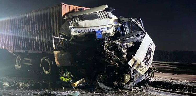 Karambol na Obwodnicy Trójmiasta, 01.01.2026 r. (fot. OSP Łęgowo)