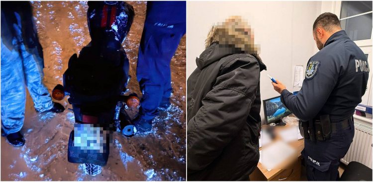 Wjechał w zaspę, gdy zatrzymywała bytowska go policja (fot. KPP w Bytowie)