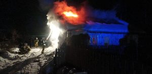 Pożar w miejscowości Bukowina, 21.02.2026 r. (fot. OSP Łebunia)