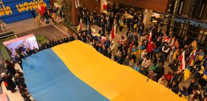 Spotkaniem wspólnotowe w Europejskim Centrum Solidarności. Rocznica wybuchu wojny w Ukrainie (fot. Radio Gdańsk/Oskar Bąk)